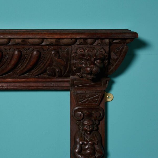 Antique Scottish Carved Oak Fireplace