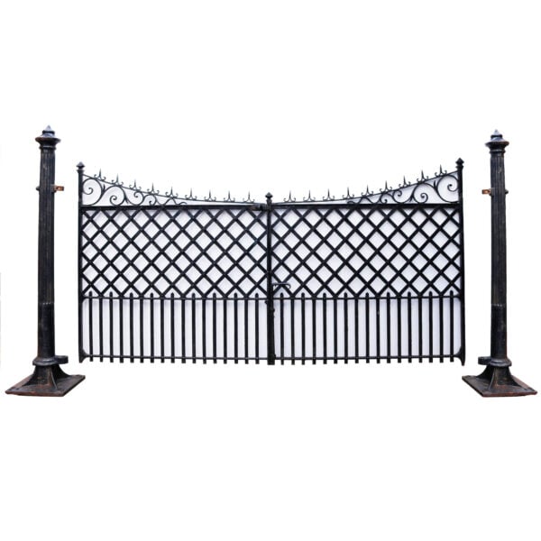 Restored Wrought Iron Driveway Gate & Posts 293.5 cm (9'6