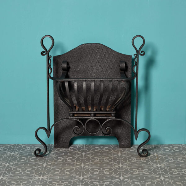 Antique Arts and Crafts Wrought Iron Fire Grate