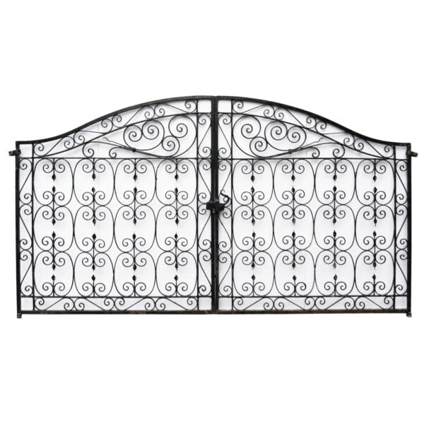 325-4 1920s Edwardian Wrought Iron Garden Gates 232.5 cm (7’6”)