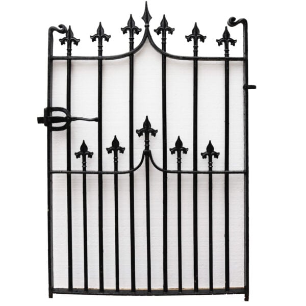 326-3 Reclaimed Victorian Wrought Iron Side Gate with Finials
