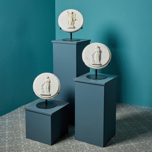 393-Three-Carrara-Marble-Wall-Plaques-1 Set of Three Round Carrara Marble Plaques