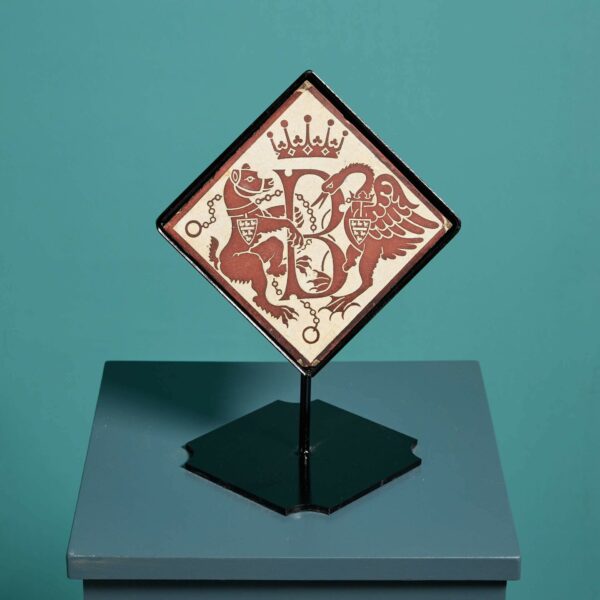 Minton & Co 6-inch Encaustic Heraldic Tile on Stand