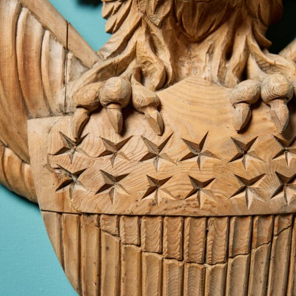 Antique Carved Pine American Eagle with Shield