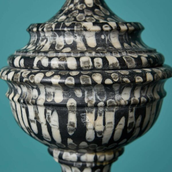 Decorative Orthoceras Fossil Marble Urn