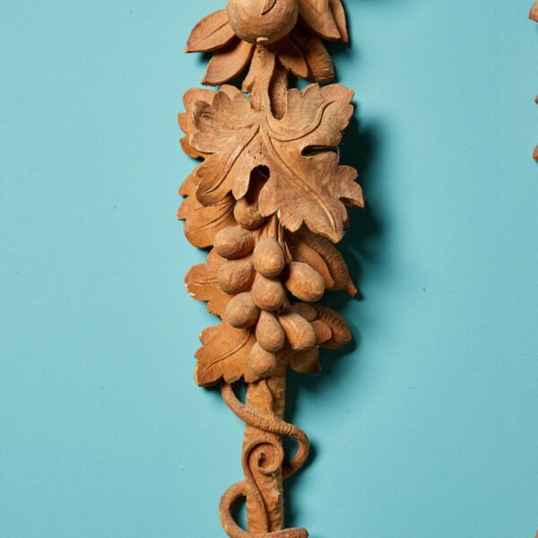 Pair of Antique Neoclassical Carved Pine Wall Hangings