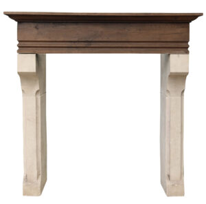 Antique French Limestone and Oak Fireplace