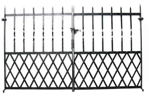 A Set of Reclaimed Wrought Iron Gates 216 cm (7'2")