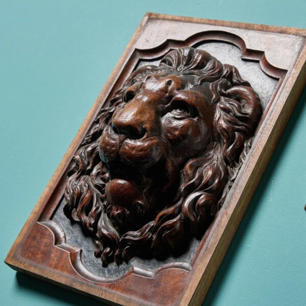 Pair of French Antique Carved Lion Panels