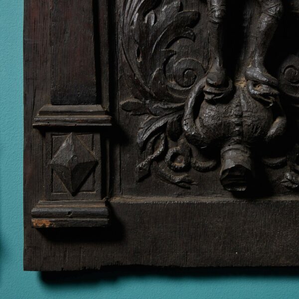 Pair of 17th Century Medieval Style Carved Oak Panels