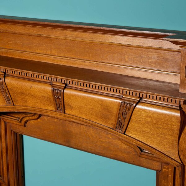 Large Antique Arts & Crafts Style Oak Fire Surround