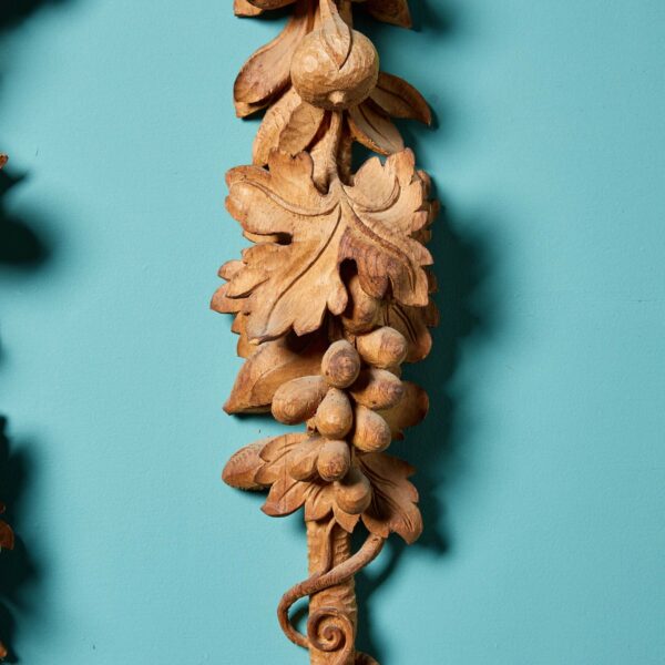 Pair of Antique Neoclassical Carved Pine Wall Hangings