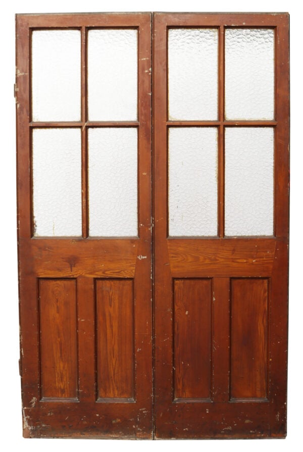 A Set of Reclaimed Pine Doors with Textured Glass