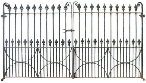 A Set of 10 ft Antique Wrought Iron Driveway Gates (Two Sets Available)
