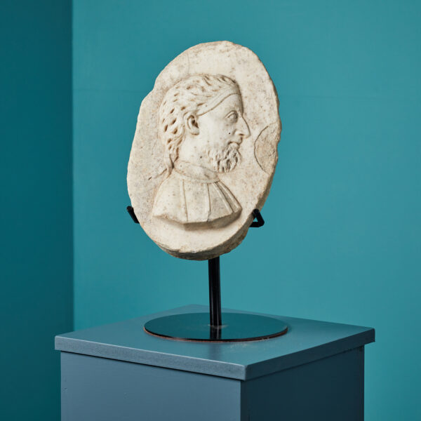 Photo-6-Draft-2632-1 Antique Oval Marble Relief of a Male