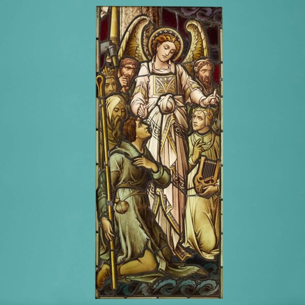 Antique Hardman & Co Stained Glass Window of Biblical Scene