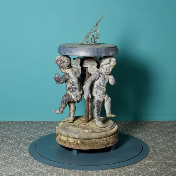 0_36170-1 Rare Large Antique Cherub Garden Sundial