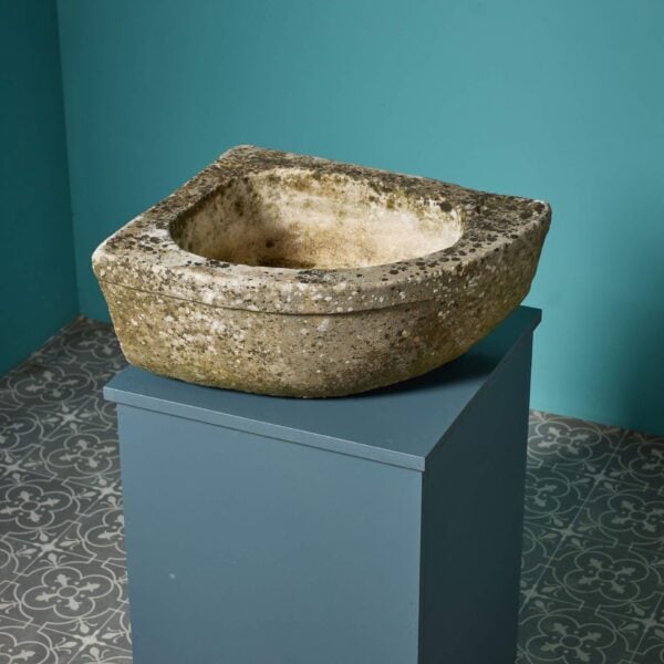 0_34366_-1 Antique Carved Marble Corner Bow Shaped Basin