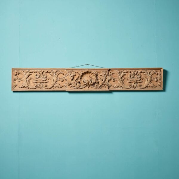 0_35856-1 Antique Carved Pine Frieze Wall Panel with Scallop Shell