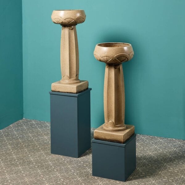 Archibald Knox for Liberty’s Pair of Art Nouveau Glazed Pedestal Urns