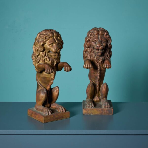 0_36062-1 Pair of Reclaimed Bronze Armorial Lions