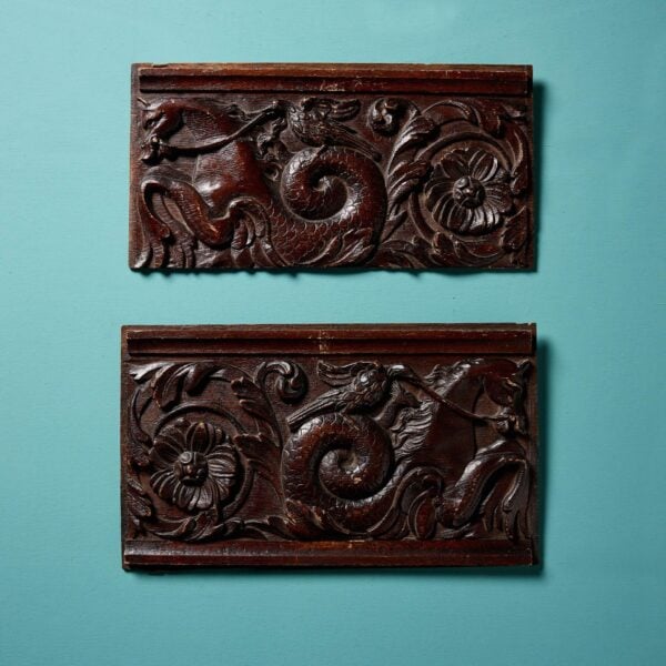 0_36118_-1 Pair of 18th Century Carved Oak Frieze Panels
