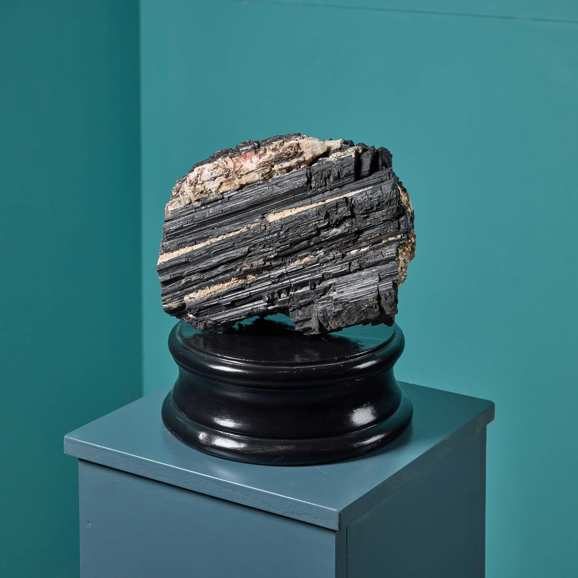 Large Natural Black Tourmaline Mineral Specimen | UK Architectural