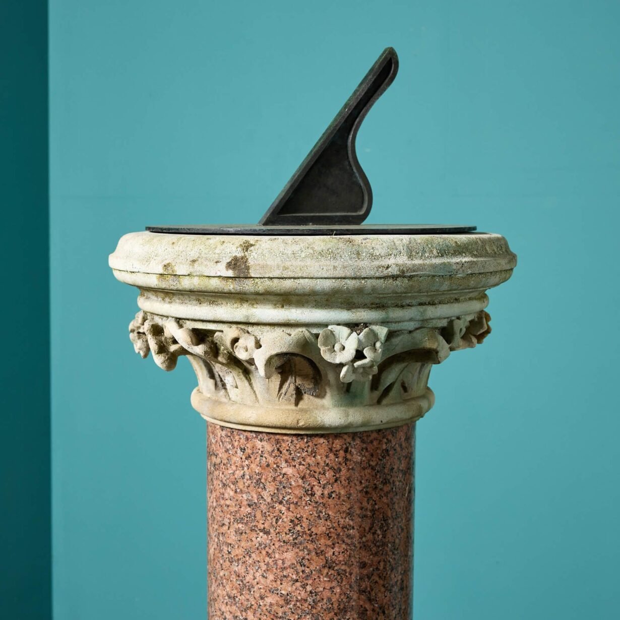 Reclaimed Red Granite Sundial with Negretti & Zambra Dial Plate