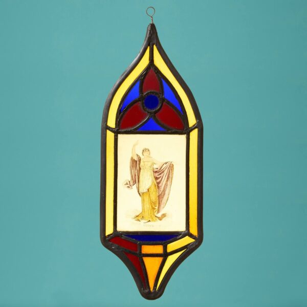 0_36200-blue Small Neoclassical Stained Glass Window Hanging