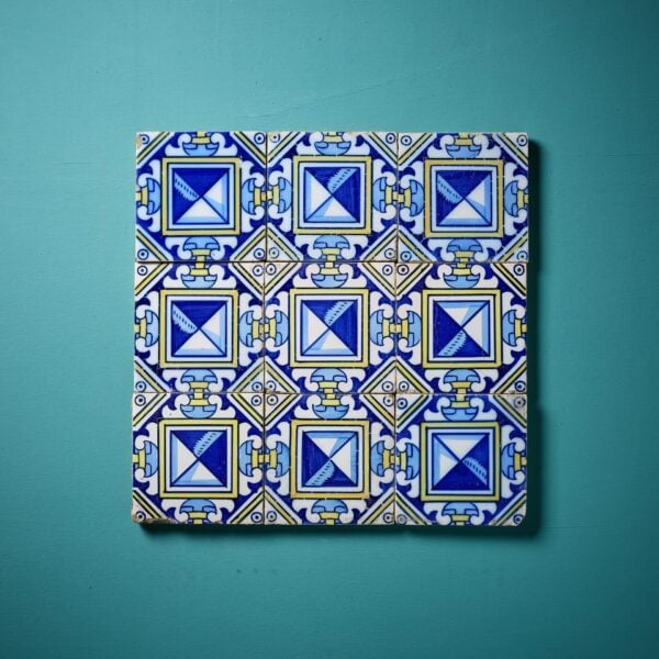 Set of 9 Reclaimed Polychrome Decorative Tiles