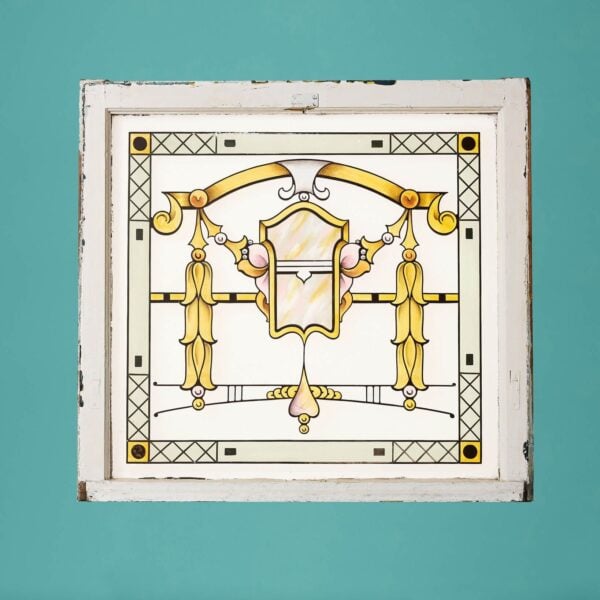 Art Nouveau Style Stained & Etched Glass Window