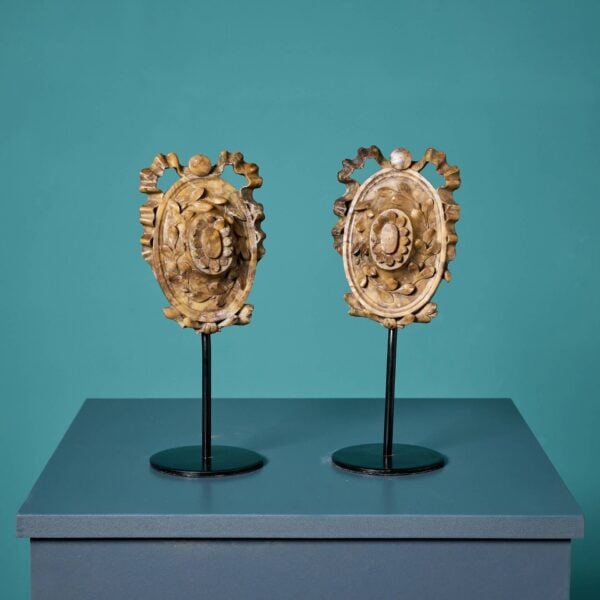 Pair of Antique 19th Century Breccia Marble Appliqués