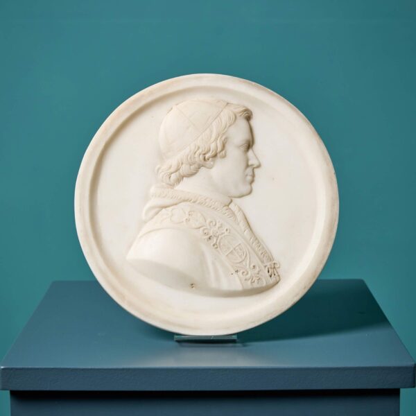 0_36471-1 Ecclesiastical 19th Century White Statuary Marble Portrait Roundel