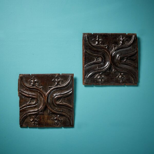 Pair of 16th Century English Carved Oak Wall Panels