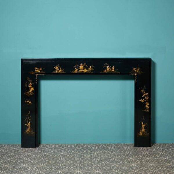 Reclaimed Rare Black Chinoiserie Fireplace