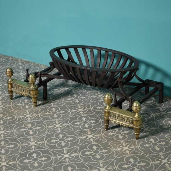 Antique 19th Century Wrought Iron Fire Grate with Fire Dogs