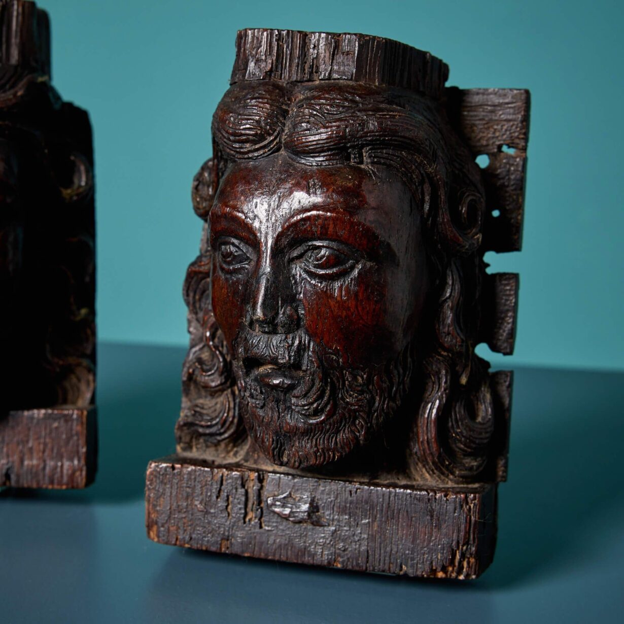 Pair of 16th Century Carved Oak Corbels | UK Architectural Heritage