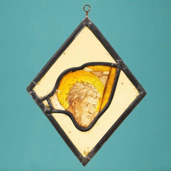 Medieval Stained Glass Window Hanging Panel of a Saint