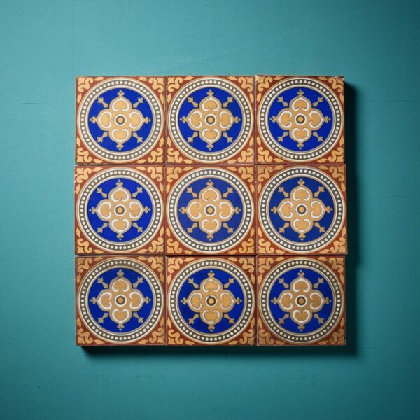 0_36071-3-1 Set of 9 Reclaimed Encaustic Tiles by Maw & Co