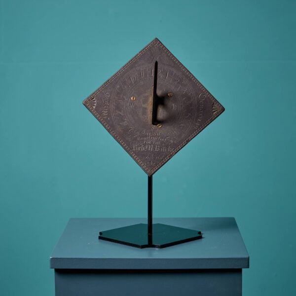 Decorative Antique English Slate Sundial on Stand c.1842
