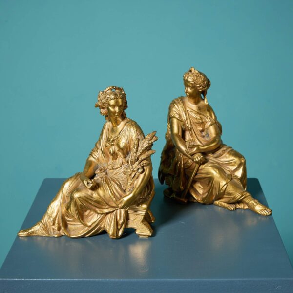 Pair of Antique French Gilded Neoclassical Figures