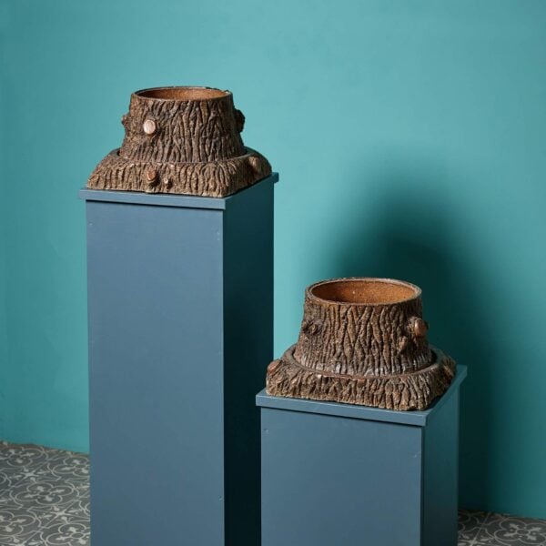 Pair of Antique Stoneware Planters of Stylised Tree Trunks