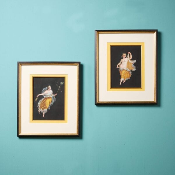 Pair of Grand Tour Framed Watercolour Paintings After Michelangelo