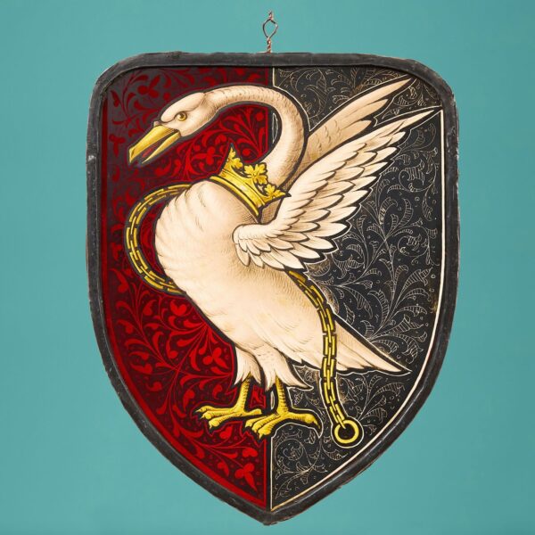 0_36800-blue Antique Heraldic Bohun Swan Stained Glass Shield