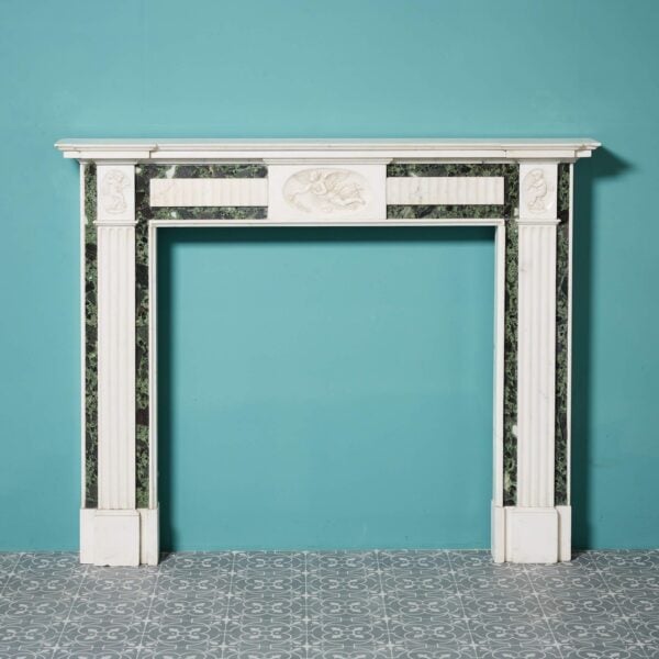 0_36851-1 Neoclassical Georgian Style White & Tinos Green Marble Fireplace