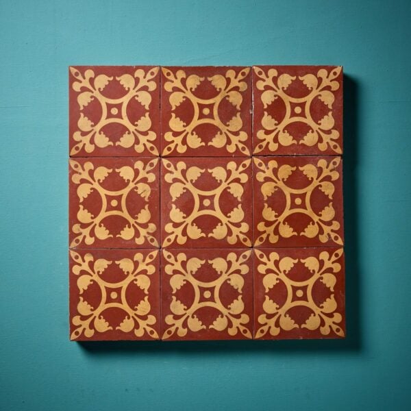 Set of 9 Reclaimed Minton & Co Gothic Encaustic Tiles