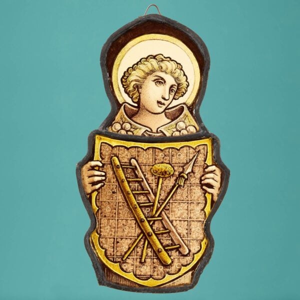 Ecclesiastical Stained Glass Window Hanging with Shield