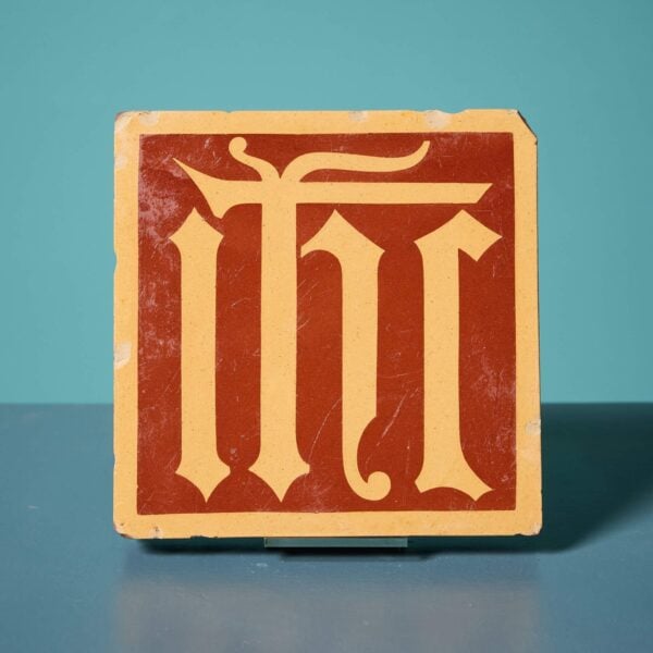 A.W.N. Pugin Glazed Encaustic Monogram Tile by Minton & Co