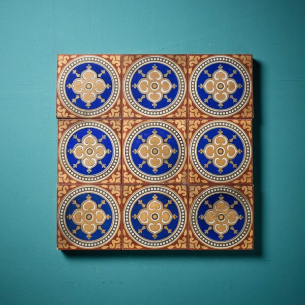 0_36071-4-1 Set of 9 Maw & Co Patterned Encaustic Tiles