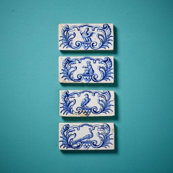 Set of Antique Blue & White Delft Style Border Tiles